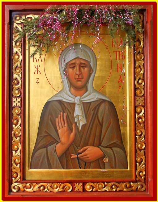 Икона святой блаженной Матроны Московской счастицей мощей
